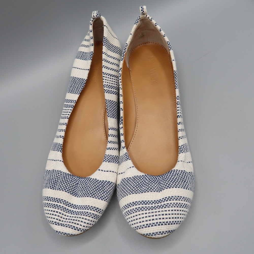 Nine West Carmen 3Y Blue Striped Flats Size 8.5 Slip on